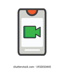 smartphone with video illustration. smartphone illustration. vector icon. 