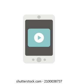 Icono de la lección de video de Smartphone. Ilustración plana del icono del vector de la lección de vídeo para smartphones aislado en fondo blanco