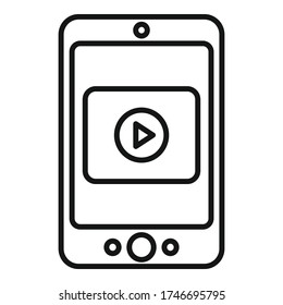 Smartphone video lesson icon. Outline smartphone video lesson vector icon for web design isolated on white background
