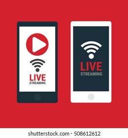 smartphone video line streaming icon design
