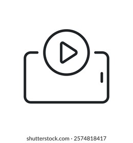 Smartphone video media thin line icons. Perfect pixel on transparent background