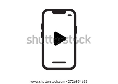 smartphone video play icon mobile streaming media button outline vector illustration