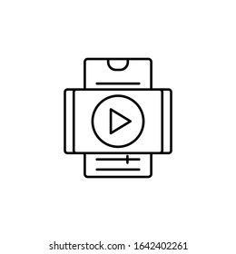 Smartphone video play icon. Simple line, outline vector of phone application icons for ui and ux, website or mobile application