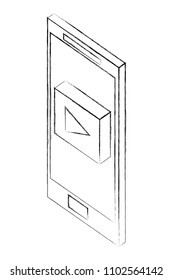 smartphone video player isometric design