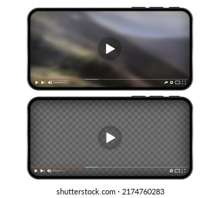 Smartphone with video player on the screen. Vector illustration. Eps 10.