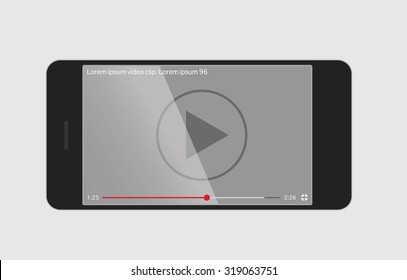 Smartphone with video player on the screen