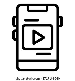 Smartphone video record icon. Outline smartphone video record vector icon for web design isolated on white background