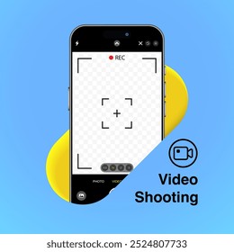 Smartphone Video Shooting Template for Camera App Video Recording. Perfect for Landing Pages, UI Design, Mobile Apps, Banners and Flyers. Vector Illustration for Camera Apps.