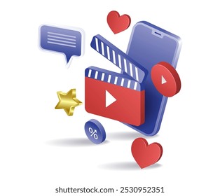 Smartphone video technology content flat illustration design