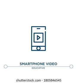 smartphone video vector line icon. Simple element illustration. smartphone video outline icon from educative concept. Can be used for web and mobile
