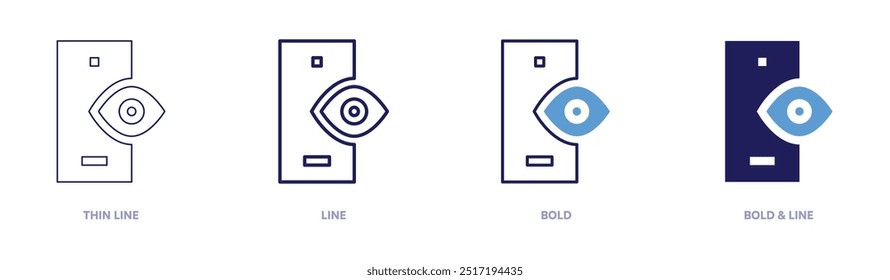 Smartphone views icon in 4 different styles. Thin Line, Line, Bold, and Bold Line. Duotone style. Editable stroke.