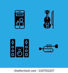 smartphone, violin, sound system and trumpet icons vector in sample icon set for web and graphic design