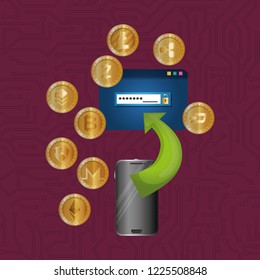 smartphone with virtual coins
