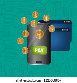 smartphone with virtual coins