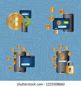 smartphone with virtual coins