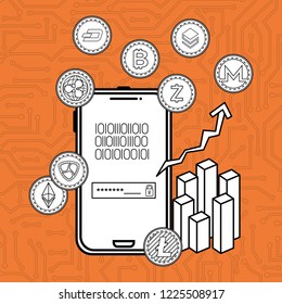 smartphone with virtual coins