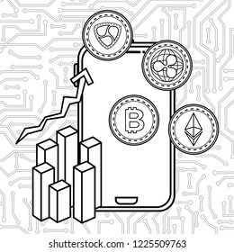 smartphone with virtual coins