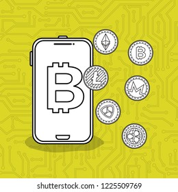 smartphone with virtual coins