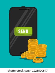 smartphone with virtual coins