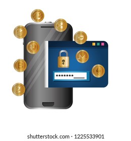 smartphone with virtual coins