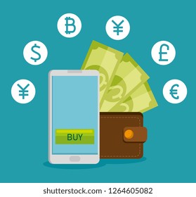 smartphone with virtual exchange financial currency
