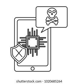 smartphone with virus icon image 