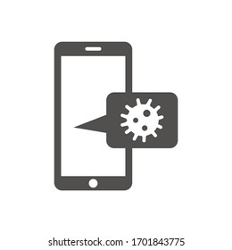 Mensaje de virus Smartphone. Información sobre virus. Icono de vector simple.