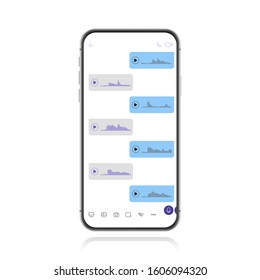 Smartphone with voice chat chat screen. Sms bubble template for creating dialogs. Modern vector illustration flat style.