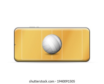 Smartphone volleyball on a white background. Vector illustration.