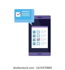 smartphone for vote online with speech bubble vector illustration design