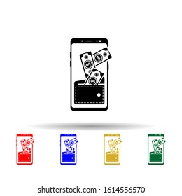 Smartphone wallet, dollar multi color style icon. Simple glyph, flat vector of mobile concept icons for ui and ux, website or mobile application
