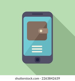 Smartphone wallet icon flat vector. Smart online. Smart screen