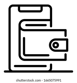Smartphone wallet icon. Outline smartphone wallet vector icon for web design isolated on white background