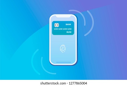 Smartphone wallet. Paying using smartphone. Online payment concept with virtual wallet. Vector illustration