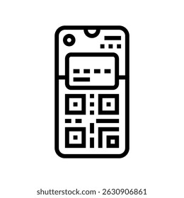 smartphone wallet qr code fintech line icon vector. smartphone wallet qr code fintech sign. isolated contour symbol black illustration