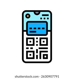 smartphone wallet qr code fintech farbe symbol vektor. Smartphone Geldbörse qr Code Fintech Zeichen. einzelne Symbolgrafik