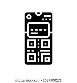 smartphone wallet qr code fintech glyph icon vector. smartphone wallet qr code fintech sign. isolated symbol illustration
