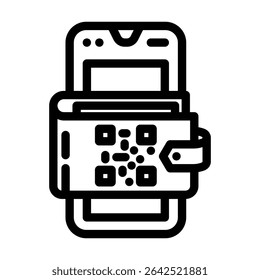 smartphone wallet qr code fintech line icon vector. smartphone wallet qr code fintech sign. isolated contour symbol black illustration