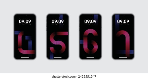 Smartphone wallpaper design with 4 geometric gradient premium background collections. Modern design patterns. EPS vector illustration.
