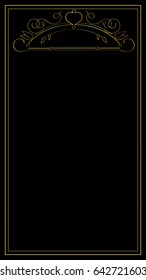 Smartphone Wallpaper Or Photo Frame. Golden Ar Deco Frame. Snapchat Geofilter For Wedding. Wedding Frame Vector Template. Romantic Feminine Overlay For Chat Or Messenger. Social Media Vertical Banner