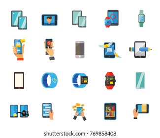Smartphone and watch icon set
