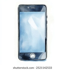 Smartphone watercolor clipart illustration isolated