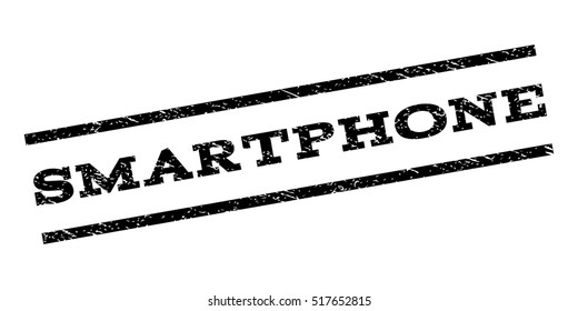 Smartphone watermark stamp. Text tag between parallel lines with grunge design style. Rubber seal stamp with dirty texture. Vector black color ink imprint on a white background.