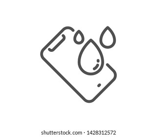 Smartphone waterproof line icon. Phone sign. Mobile device symbol. Quality design element. Linear style smartphone waterproof icon. Editable stroke. Vector