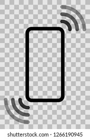 Smartphone with waves symbol icon - black transparent simple flat - vector illustration