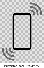 Smartphone with waves symbol icon - black transparent simple flat - vector illustration