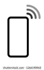 Smartphone with waves symbol icon - black gray simple flat - vector illustration