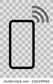 Smartphone with waves symbol icon - black transparent simple flat - vector illustration