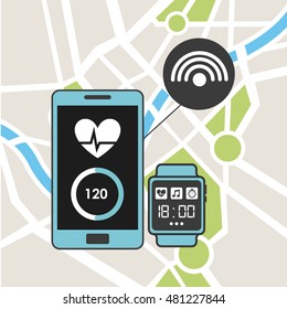 smartphone wearable technology icons vector illustration design