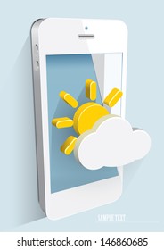 Smart-phone with weather icon.